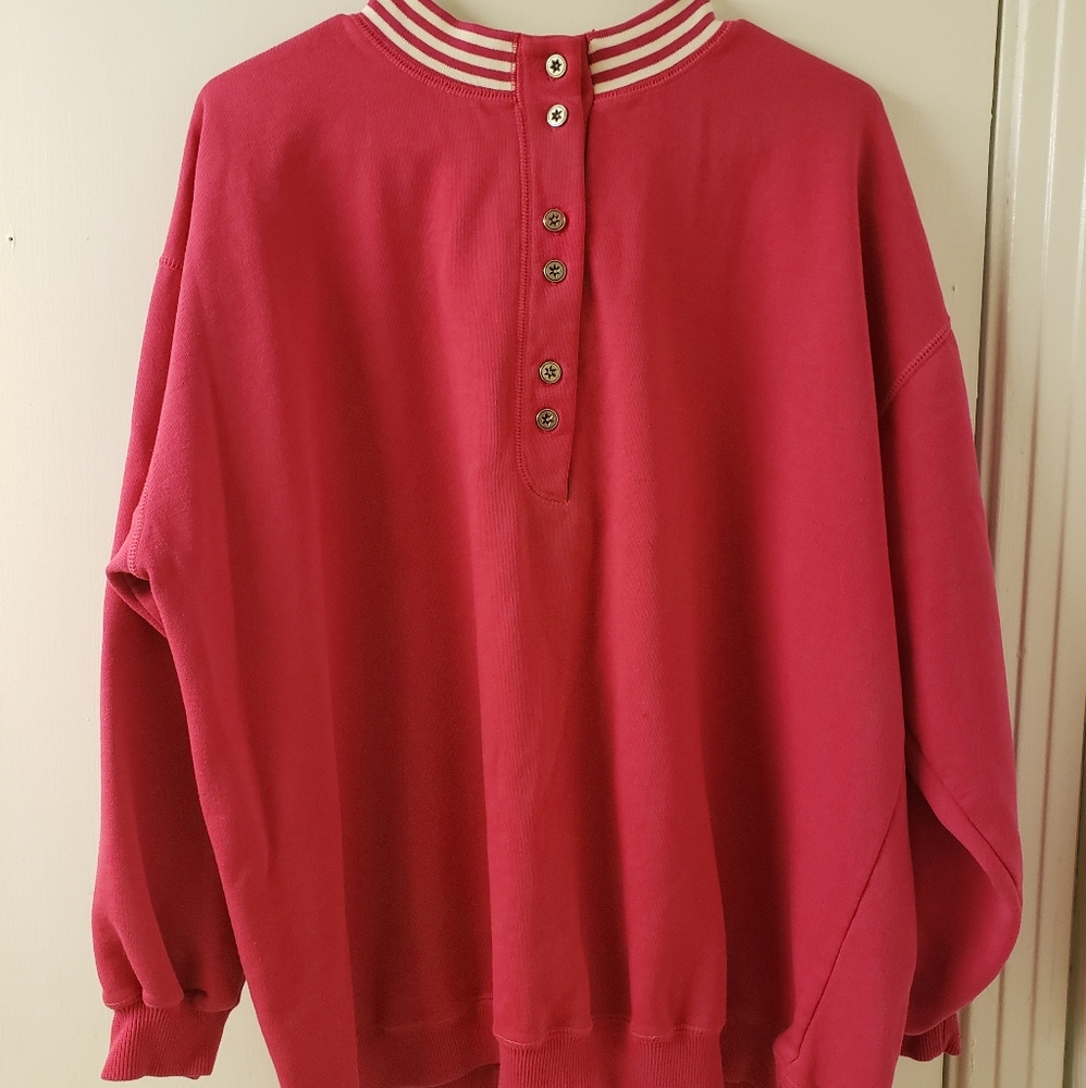 Vintage Cheetah Mervyn Pink Sweater w/ buttons